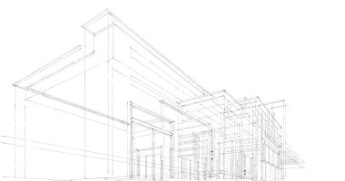 Mimari sanat konseptinde soyut çizgiler, minimum geometrik şekiller. 