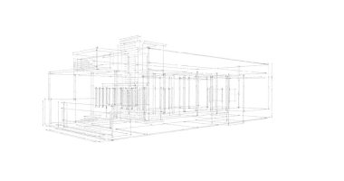 Arkaplanda mimari bina 3d illüstrasyon