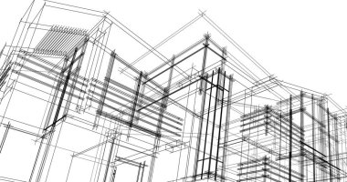Mimari sanat konseptinde soyut çizgiler, minimum geometrik şekiller. 