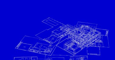 Mimari sanat konseptinde soyut çizgiler, minimum geometrik şekiller. 