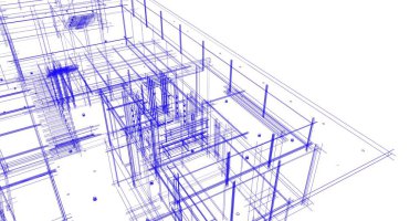 Arkaplanda mimari bina 3d illüstrasyon