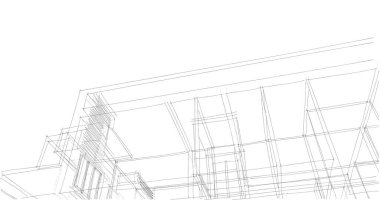 Arkaplanda mimari bina 3d illüstrasyon