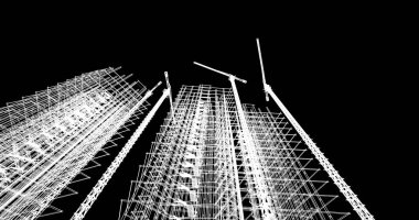 Mimari sanat konseptinde soyut çizgiler, minimum geometrik şekiller. 