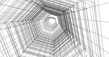 Arkaplanda mimari bina 3d illüstrasyon