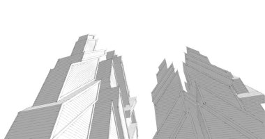 Mimari sanat konseptinde soyut çizgiler, minimum geometrik şekiller. 