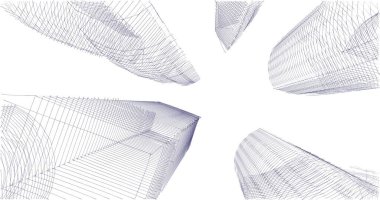 Arkaplanda mimari bina 3d illüstrasyon