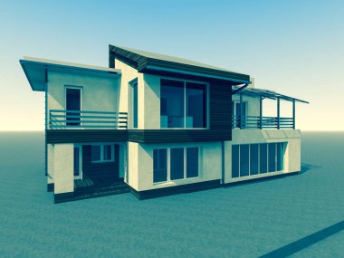 Arkaplanda mimari bina 3d illüstrasyon