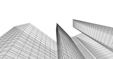 Arkaplanda mimari bina 3d illüstrasyon