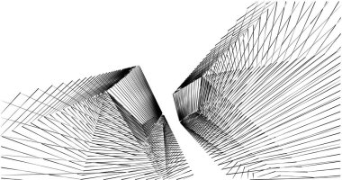 Mimari sanat konseptinde soyut çizgiler, minimum geometrik şekiller. 