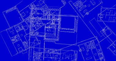 Mimari sanat konseptinde soyut çizgiler, minimum geometrik şekiller. 