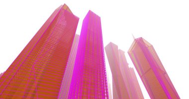 Arkaplanda mimari bina 3d illüstrasyon