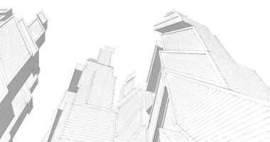 Mimari sanat konseptinde soyut çizgiler, minimum geometrik şekiller. 
