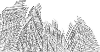 Mimari sanat konseptinde soyut çizgiler, minimum geometrik şekiller. 