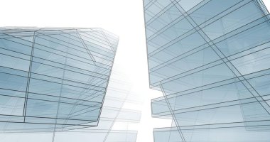 Mimari sanat konseptinde soyut çizgiler, minimum geometrik şekiller. 