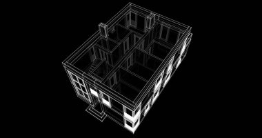 Arkaplanda mimari bina 3d illüstrasyon