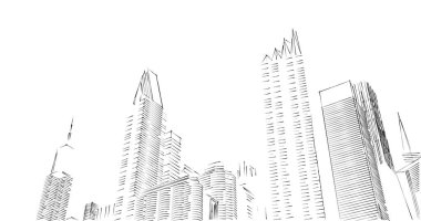 Arkaplanda mimari bina 3d illüstrasyon