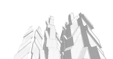 Mimari sanat konseptinde soyut çizgiler, minimum geometrik şekiller. 