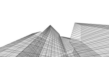 Arkaplanda mimari bina 3d illüstrasyon