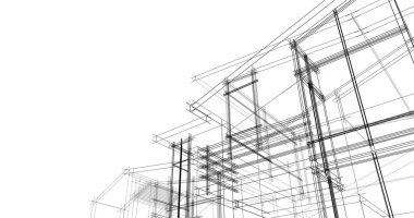 Mimari sanat konseptinde soyut çizgiler, minimum geometrik şekiller. 