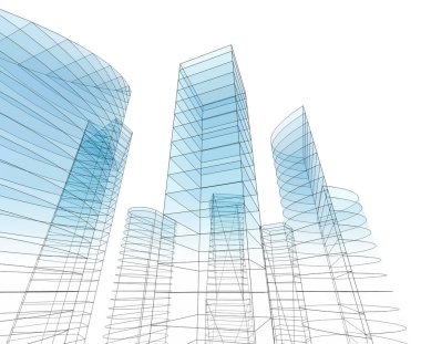 Mimari sanat konseptinde soyut çizgiler, minimum geometrik şekiller. 
