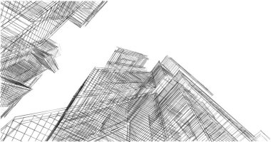 Mimari sanat konseptinde soyut çizgiler, minimum geometrik şekiller. 