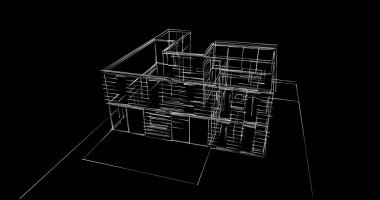 Arkaplanda mimari bina 3d illüstrasyon