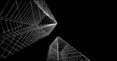 Mimari sanat konseptinde soyut çizgiler, minimum geometrik şekiller. 