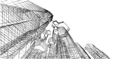Arkaplanda mimari bina 3d illüstrasyon