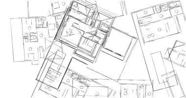 Mimari sanat konseptinde soyut çizgiler, minimum geometrik şekiller. 