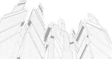 Mimari sanat konseptinde soyut çizgiler, minimum geometrik şekiller. 