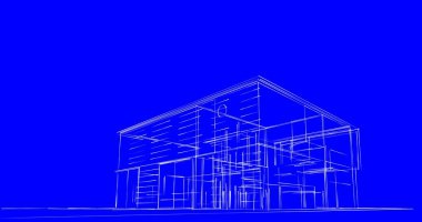 Arkaplanda mimari bina 3d illüstrasyon