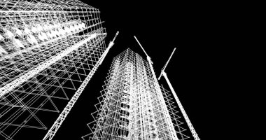 Mimari sanat konseptinde soyut çizgiler, minimum geometrik şekiller. 