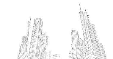 Arkaplanda mimari bina 3d illüstrasyon