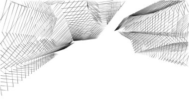 Mimari sanat konseptinde soyut çizgiler, minimum geometrik şekiller. 