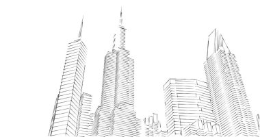 Arkaplanda mimari bina 3d illüstrasyon