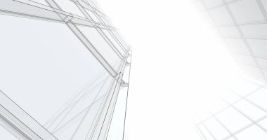 Arkaplanda mimari bina 3d illüstrasyon