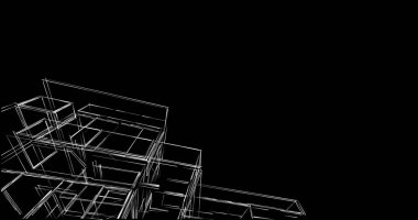 Arkaplanda mimari bina 3d illüstrasyon