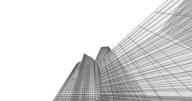 Arkaplanda mimari bina 3d illüstrasyon