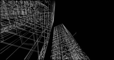 Mimari sanat konseptinde soyut çizgiler, minimum geometrik şekiller. 