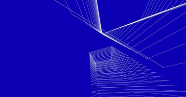 Mimari sanat konseptinde soyut çizgiler, minimum geometrik şekiller. 