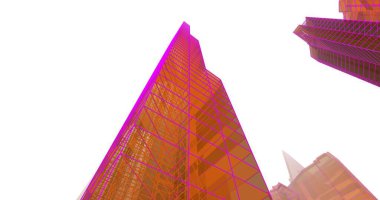 Arkaplanda mimari bina 3d illüstrasyon