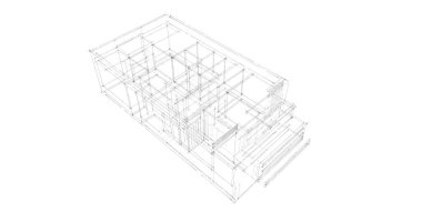 Arkaplanda mimari bina 3d illüstrasyon