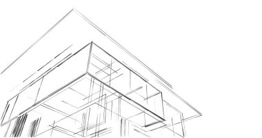 Mimari sanat konseptinde soyut çizgiler, minimum geometrik şekiller. 