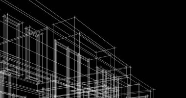 Arkaplanda mimari bina 3d illüstrasyon