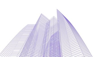 Arkaplanda mimari bina 3d illüstrasyon