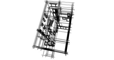 Mimari sanat konseptinde soyut çizgiler, minimum geometrik şekiller. 
