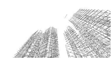 Mimari sanat konseptinde soyut çizgiler, minimum geometrik şekiller. 