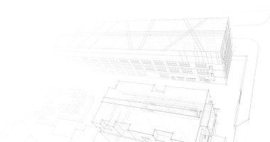 Mimari sanat konseptinde soyut çizgiler, minimum geometrik şekiller. 