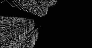 Mimari sanat konseptinde soyut çizgiler, minimum geometrik şekiller. 
