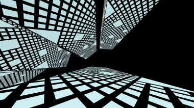 Arkaplanda mimari bina 3d illüstrasyon